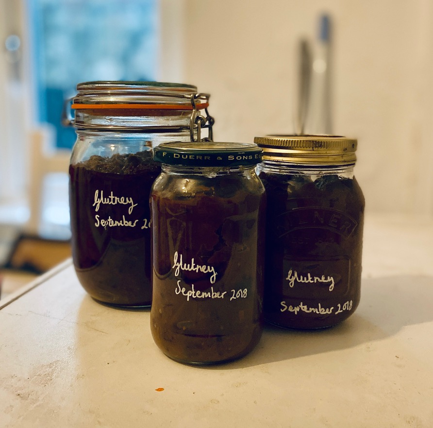 3 jars of our 2018 batch of Glutney